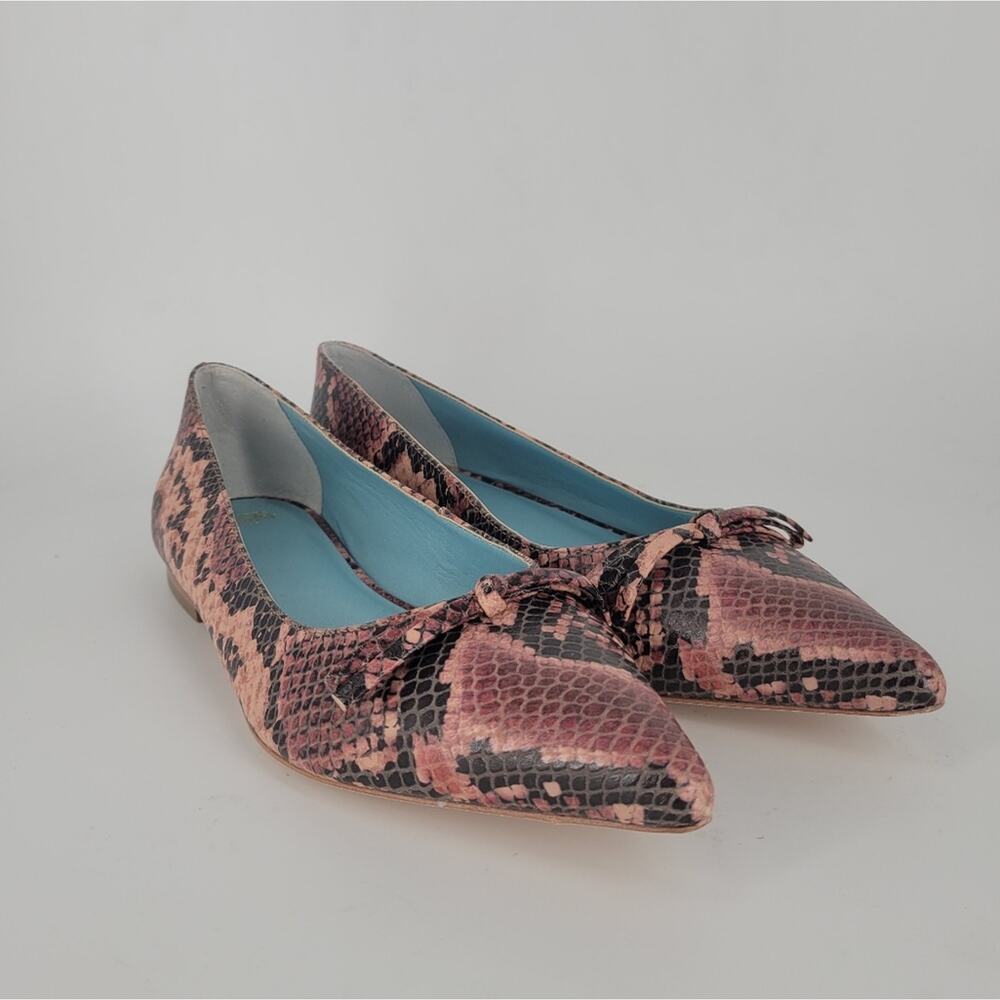 Frances Valentine Pink Paige Snakeskin Embossed Leather Flats 8